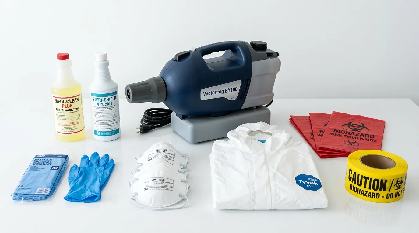 Professional biohazard remediation crew working in Ashtabula